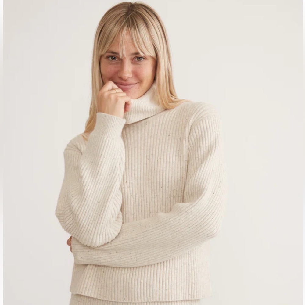 Marine Layer Women’s Isla Knit Turtleneck Sweater Cream Size Small